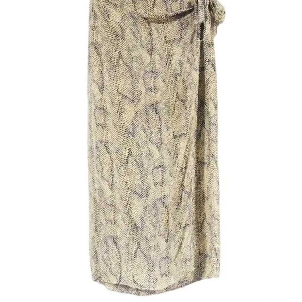 Russell Kemp Snakeskin Wrap Midi Skirt Yellow Green Black Size 12 Made in‎ USA